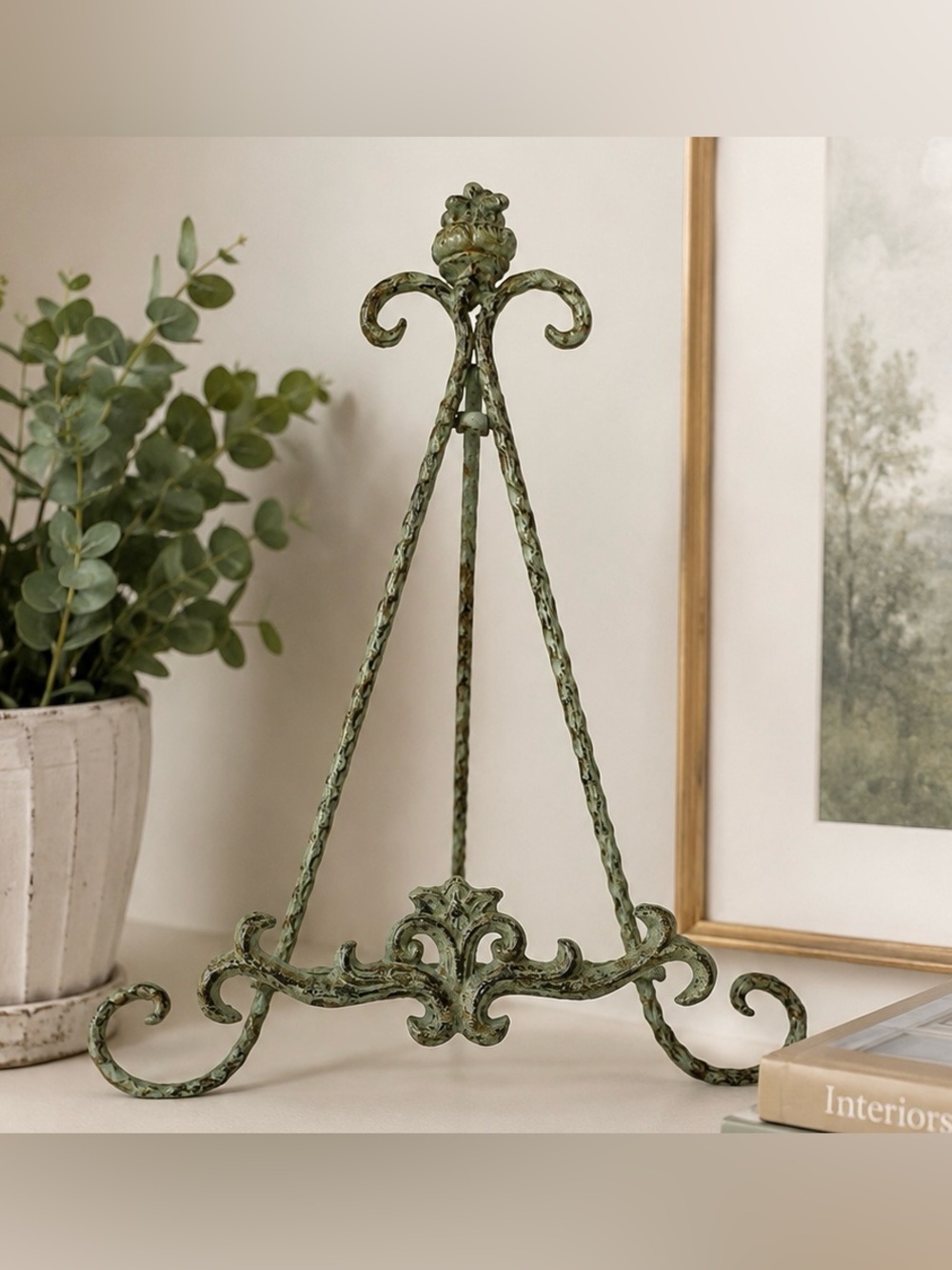 Verdigris Green Vintage Ornate Metal Display Easel